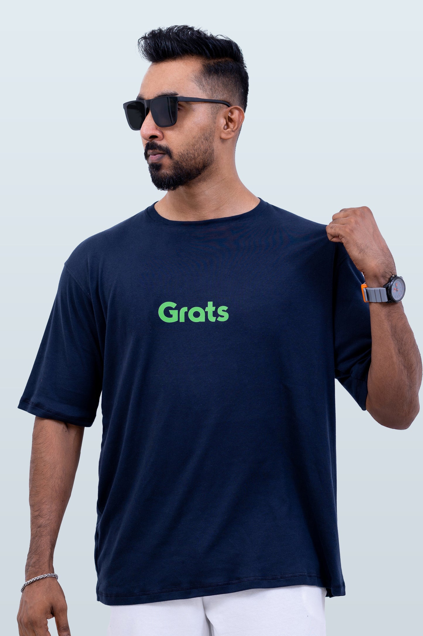 G Rats Oversized Crew Neck Tee - Dark Blue - Single Jersey -Unisex