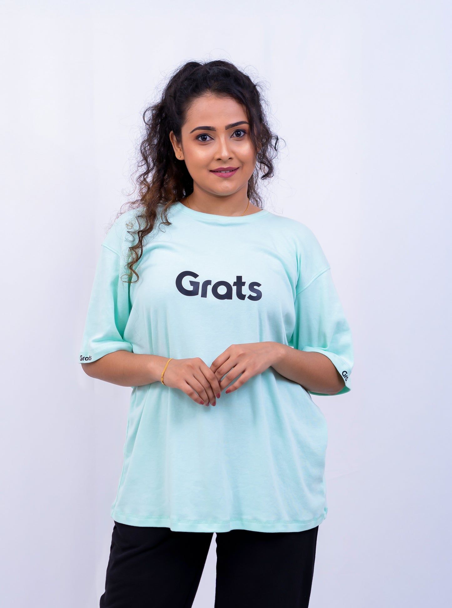 G Rats Oversized Crew Neck Tee - Mint Green - Spandex Rib Knit -Unisex