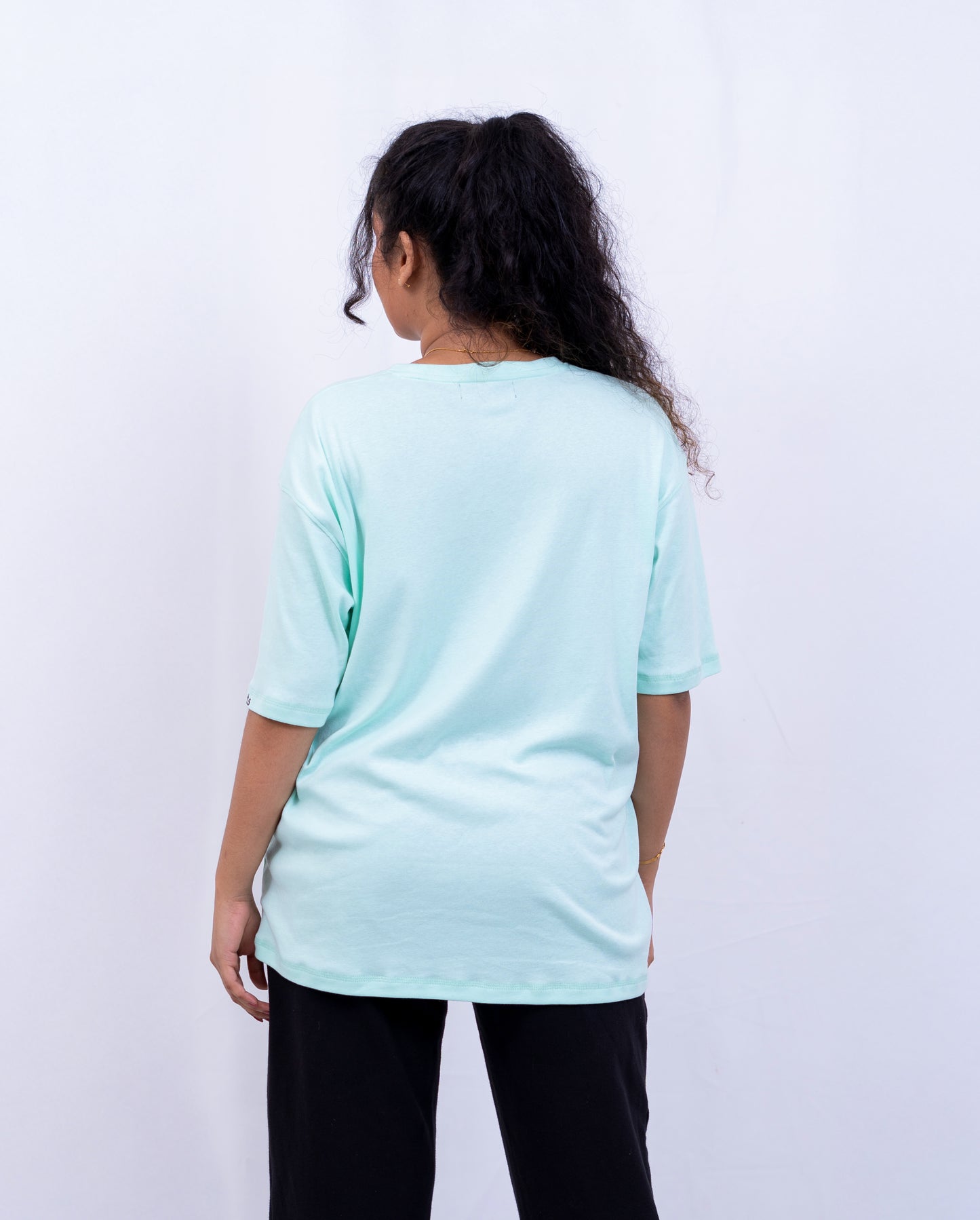 G Rats Oversized Crew Neck Tee - Mint Green - Spandex Rib Knit -Unisex
