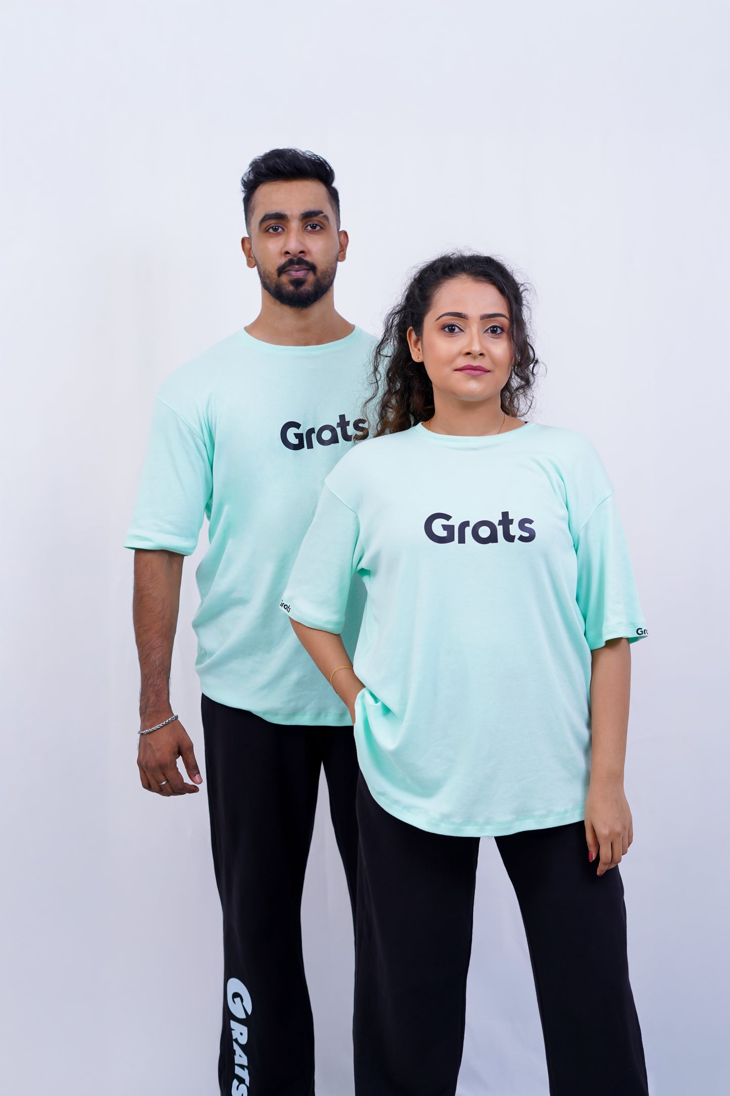 G Rats Oversized Crew Neck Tee - Mint Green - Spandex Rib Knit -Unisex