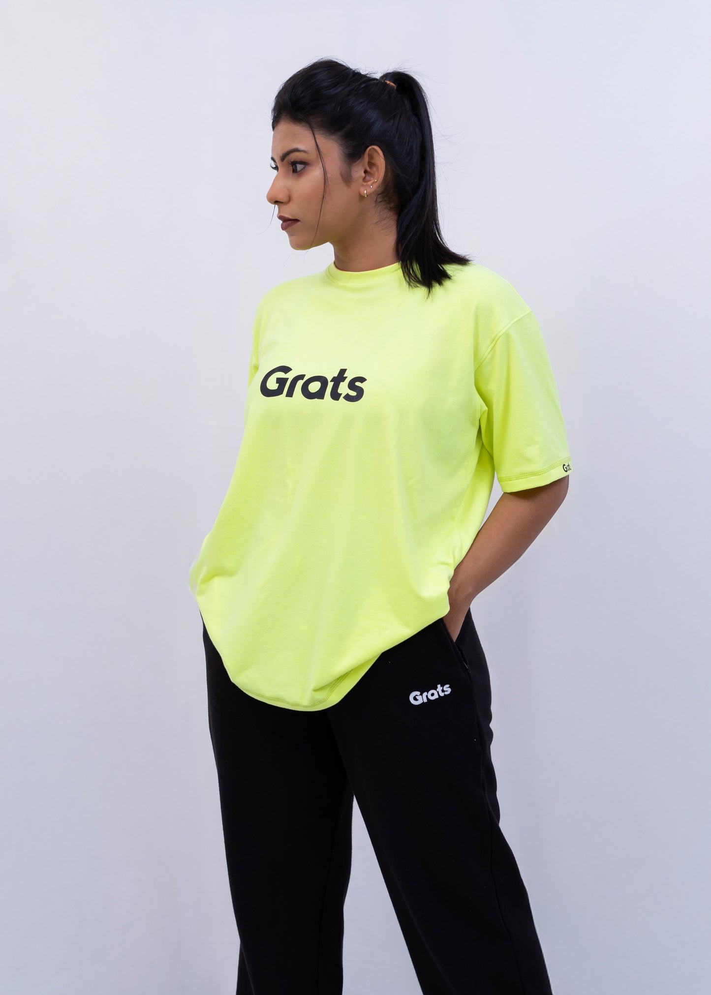 G Rats Oversized Crew Neck Tee - Highlight Yellow -Single Jersey - Unisex