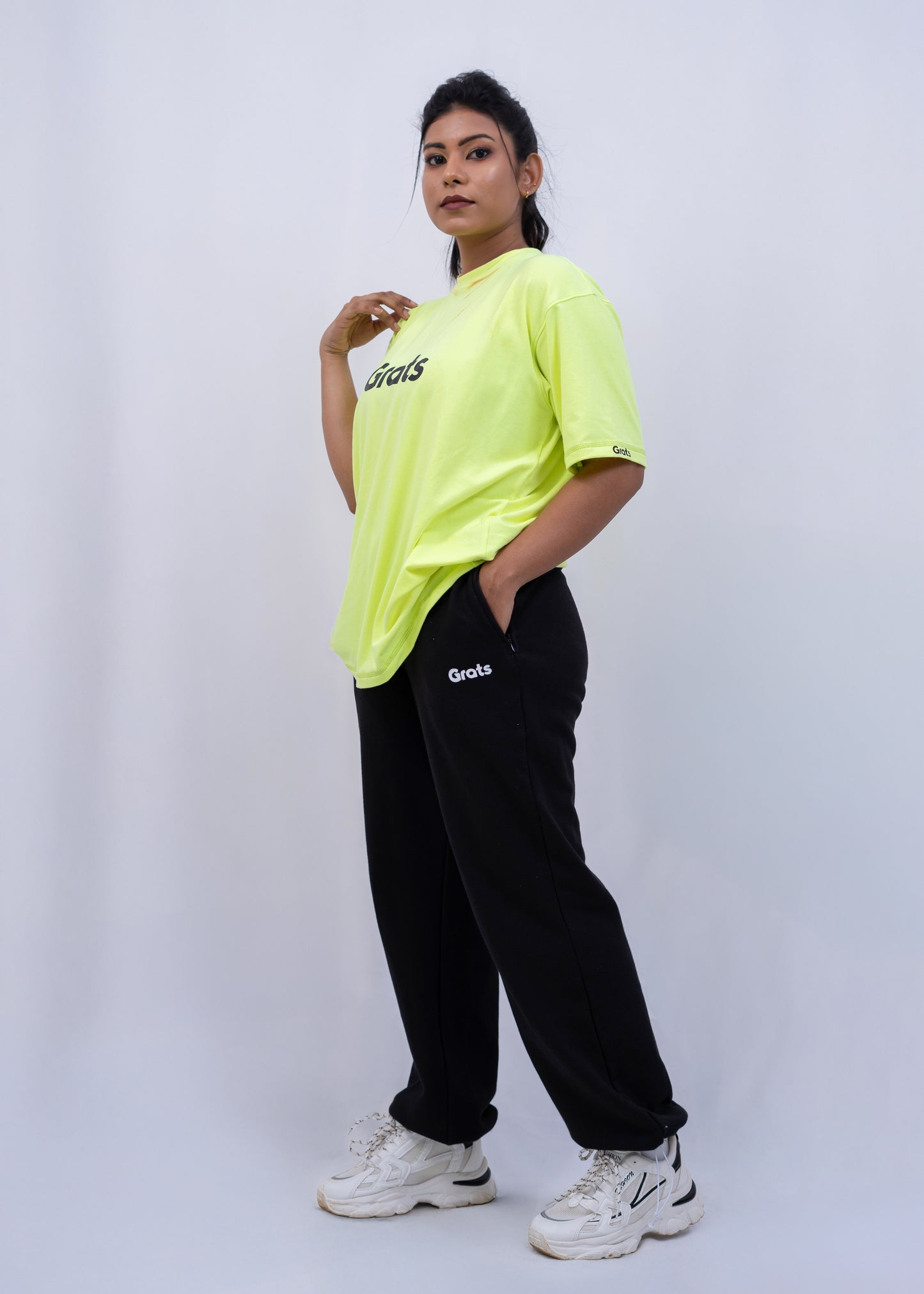 G Rats Oversized Crew Neck Tee - Highlight Yellow -Single Jersey - Unisex