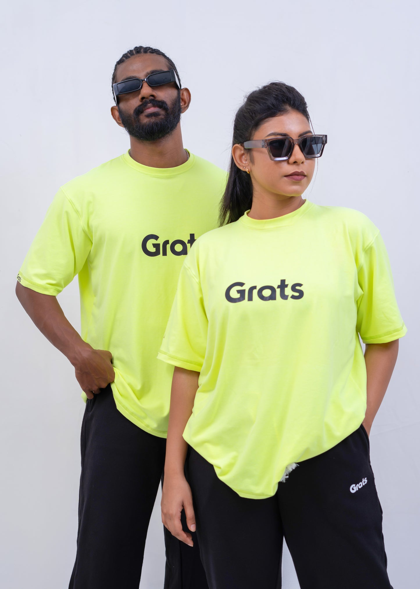 G Rats Oversized Crew Neck Tee - Highlight Yellow -Single Jersey - Unisex