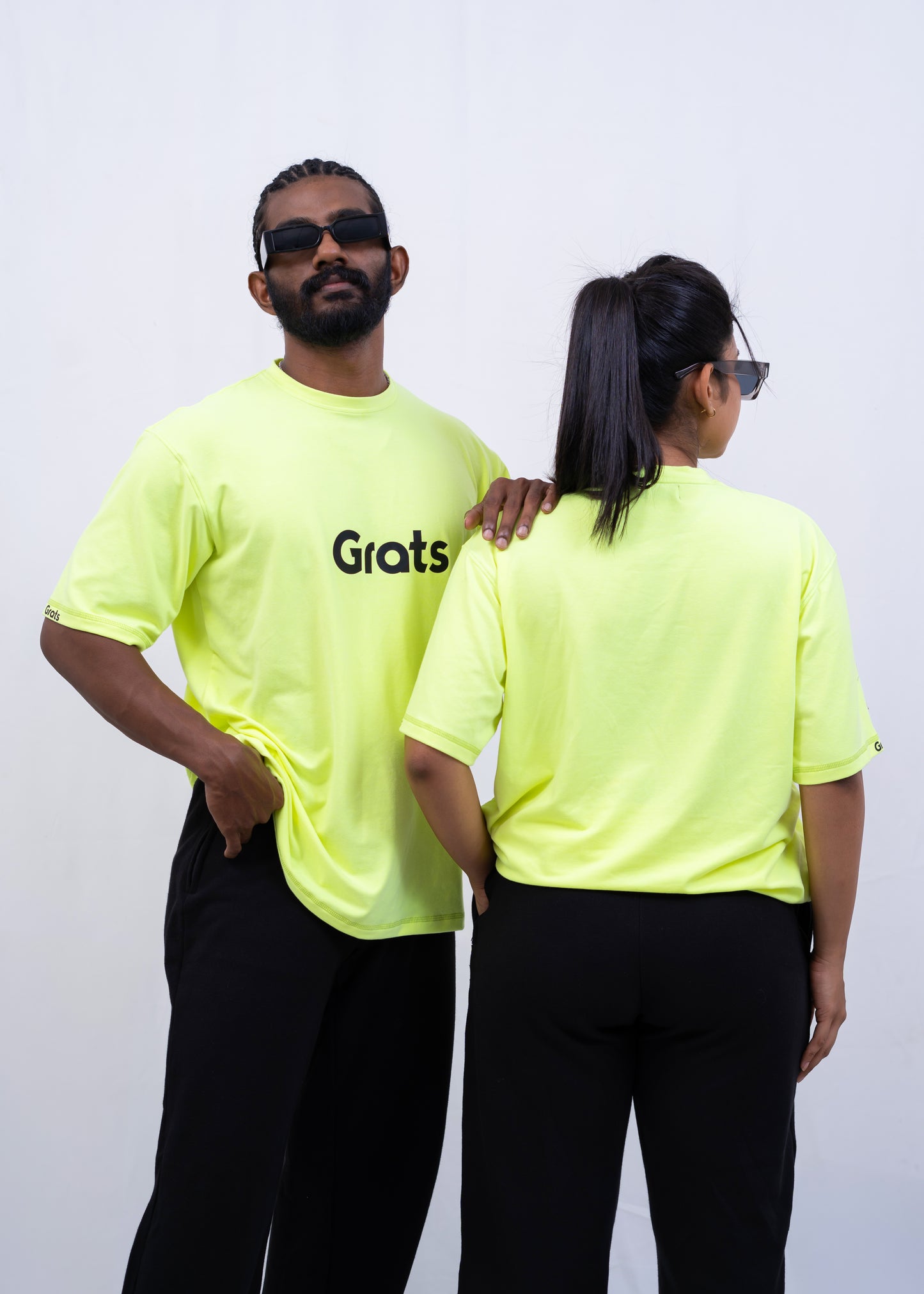 G Rats Oversized Crew Neck Tee - Highlight Yellow -Single Jersey - Unisex
