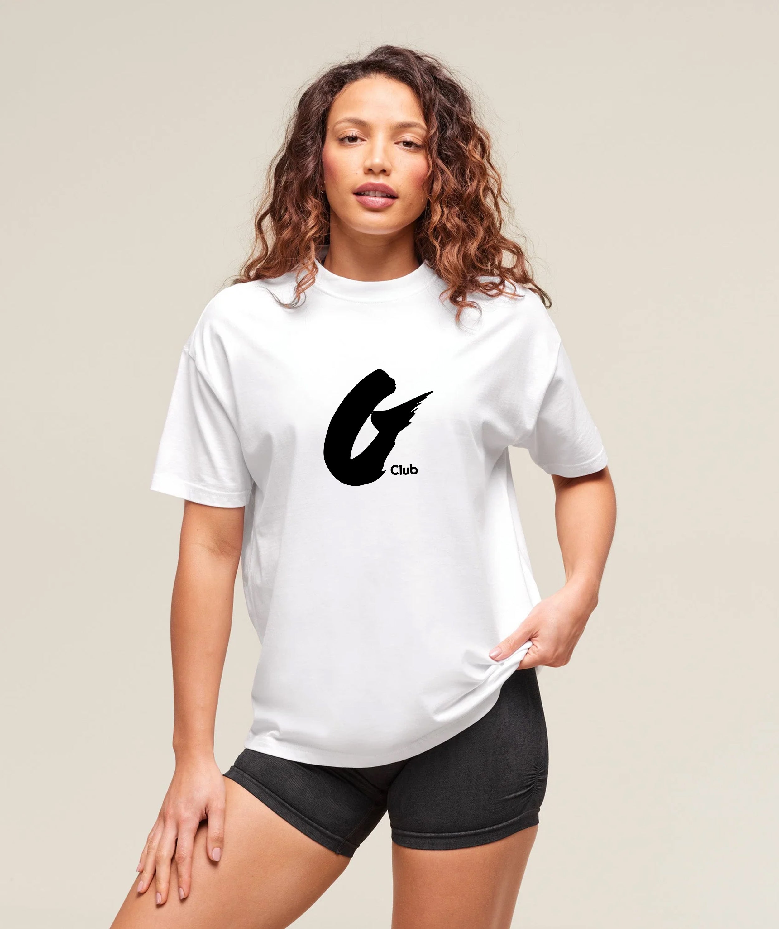 Oversized Baggy Crew Neck Tee - White - Ladies