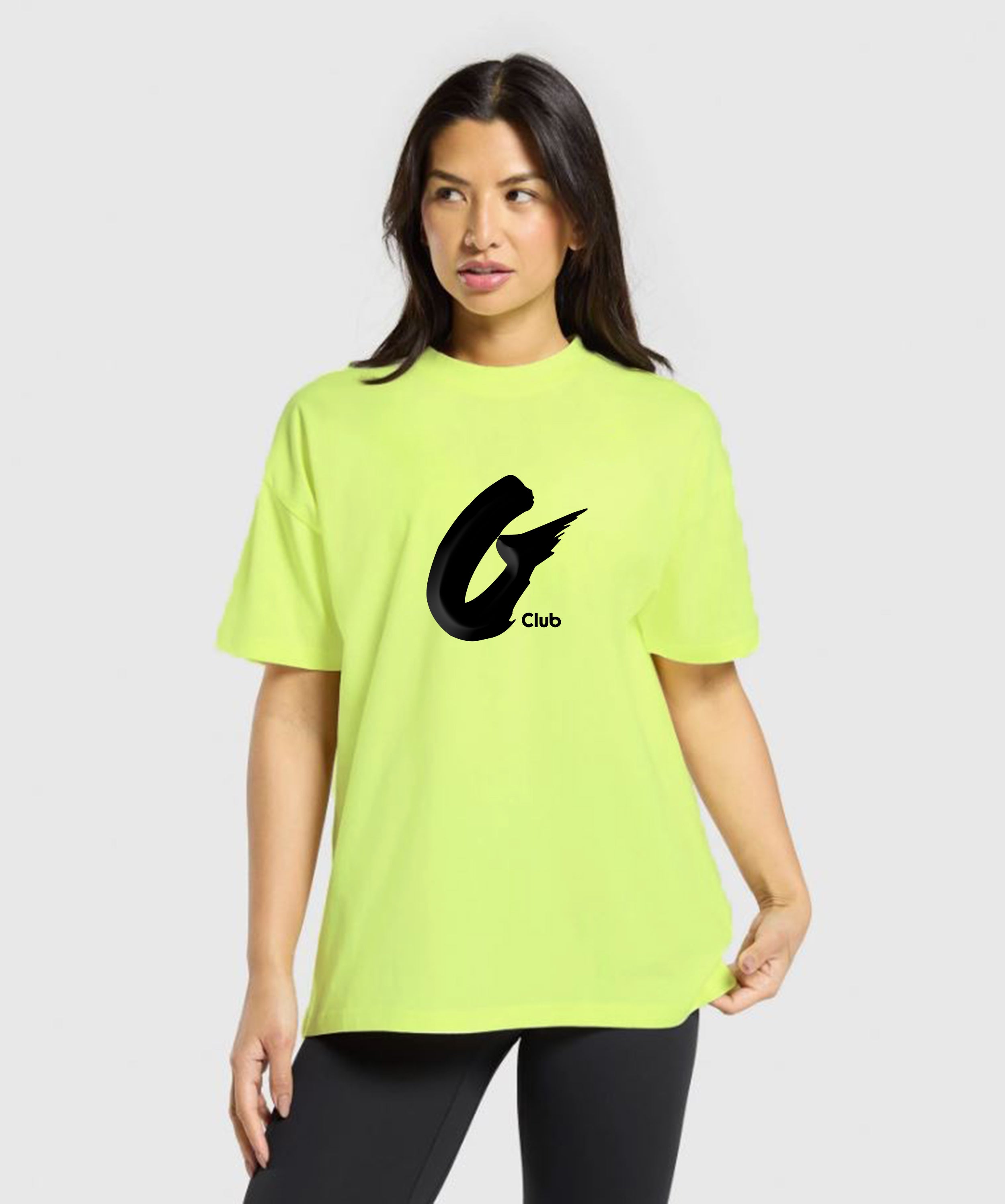 Oversized Baggy Crew Neck Tee -  Acid Yellow - Ladies