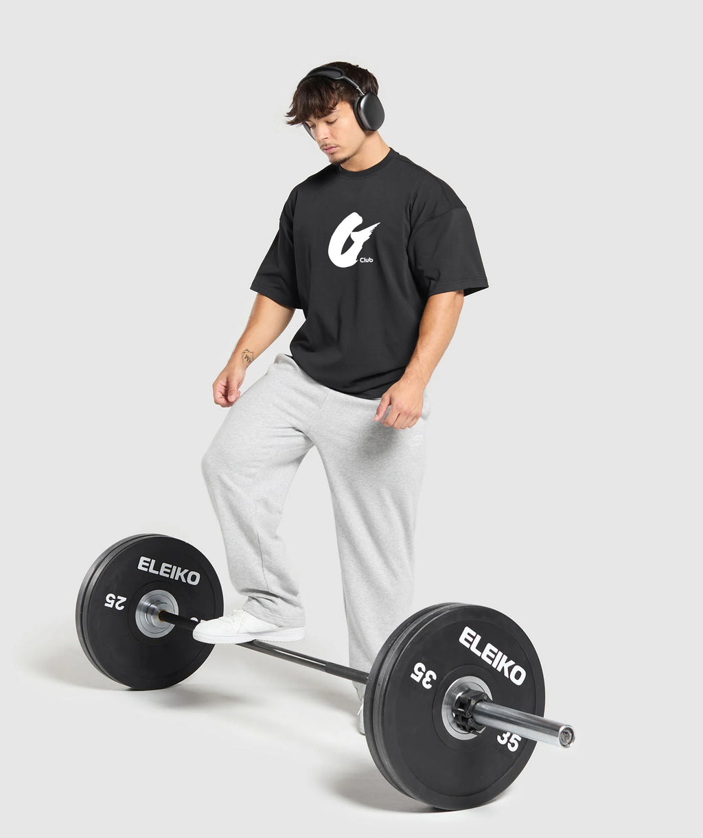 Oversized Baggy Crew Neck Tee - Elephant Black - Gents