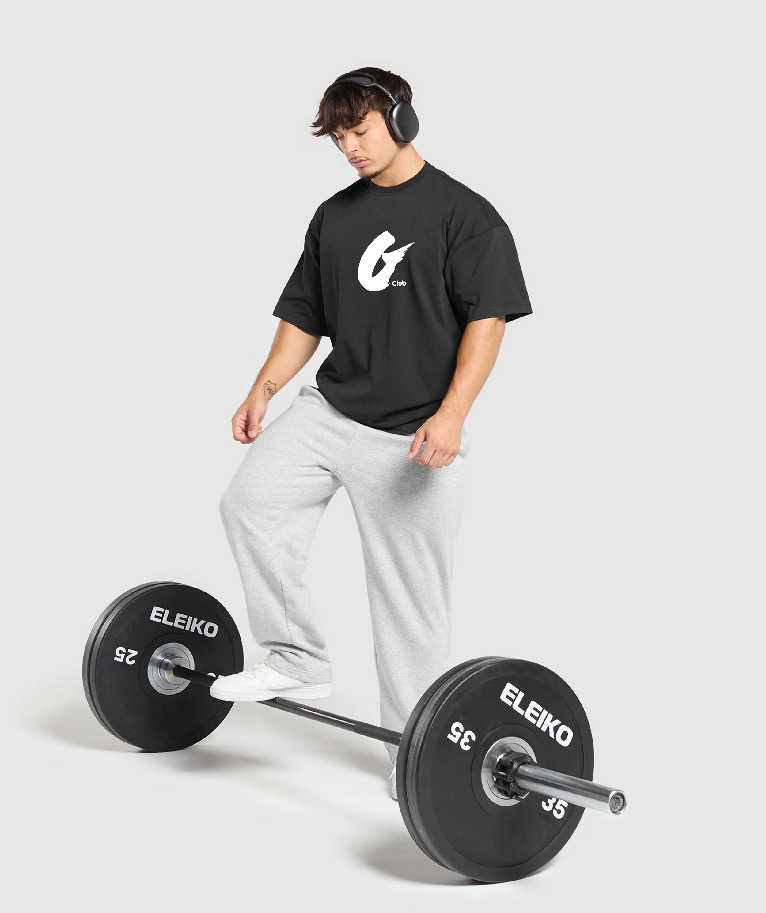 Oversized Baggy Crew Neck Tee - Elephant Black - Gents