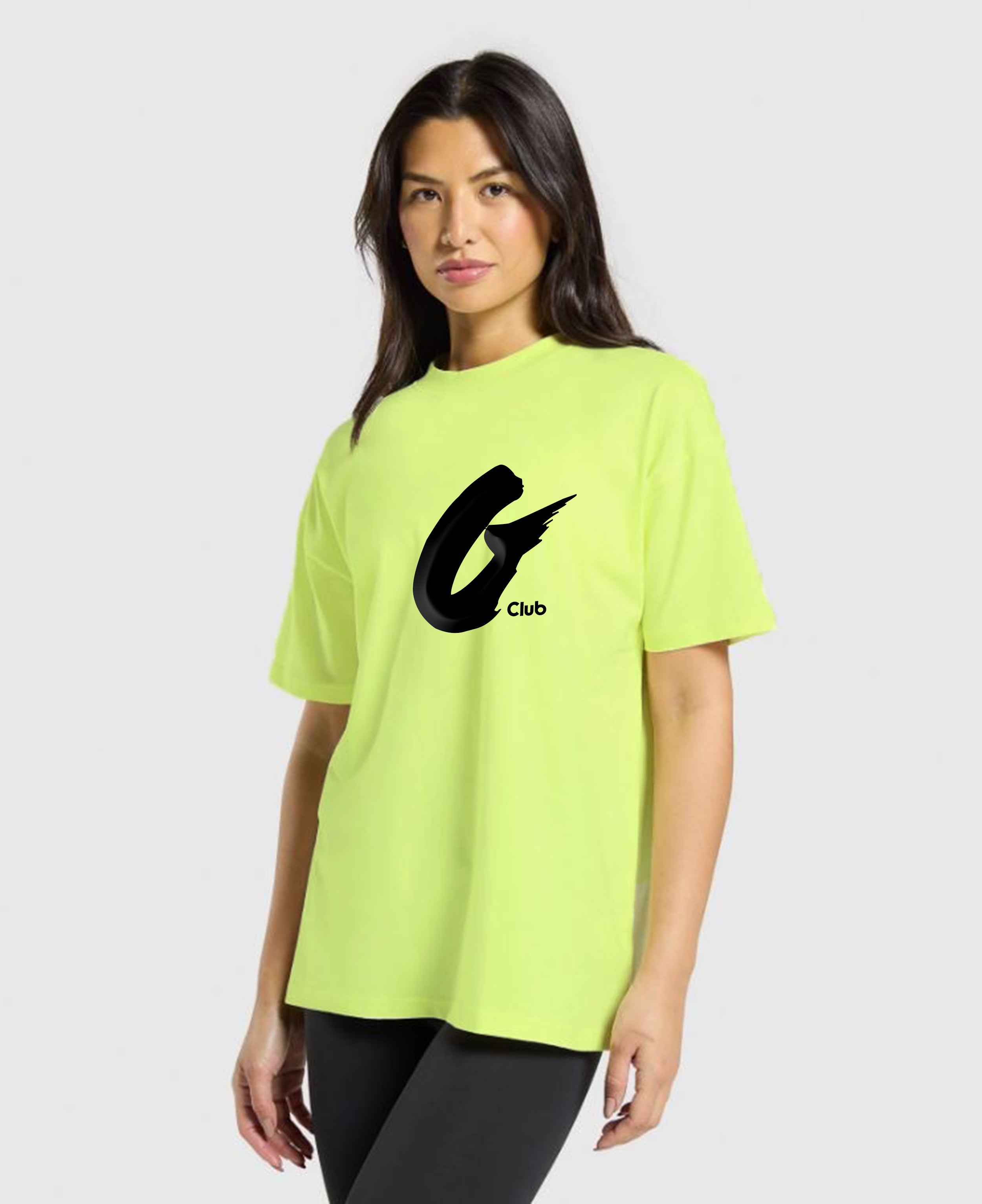 Oversized Baggy Crew Neck Tee -  Acid Yellow - Ladies