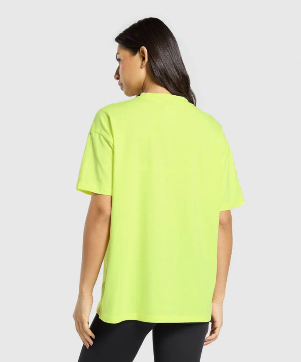 Oversized Baggy Crew Neck Tee -  Acid Yellow - Ladies