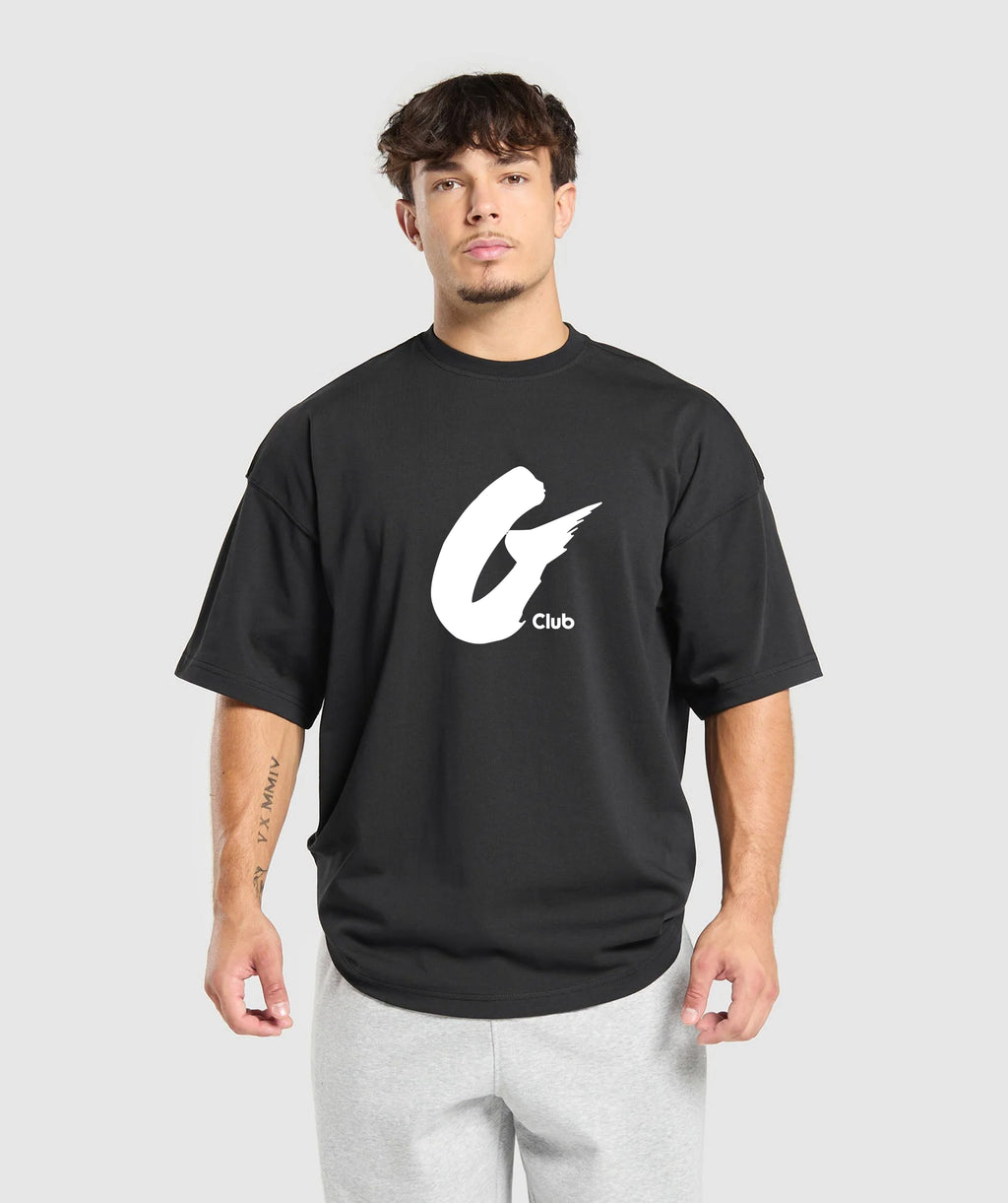Oversized Baggy Crew Neck Tee - Elephant Black - Gents