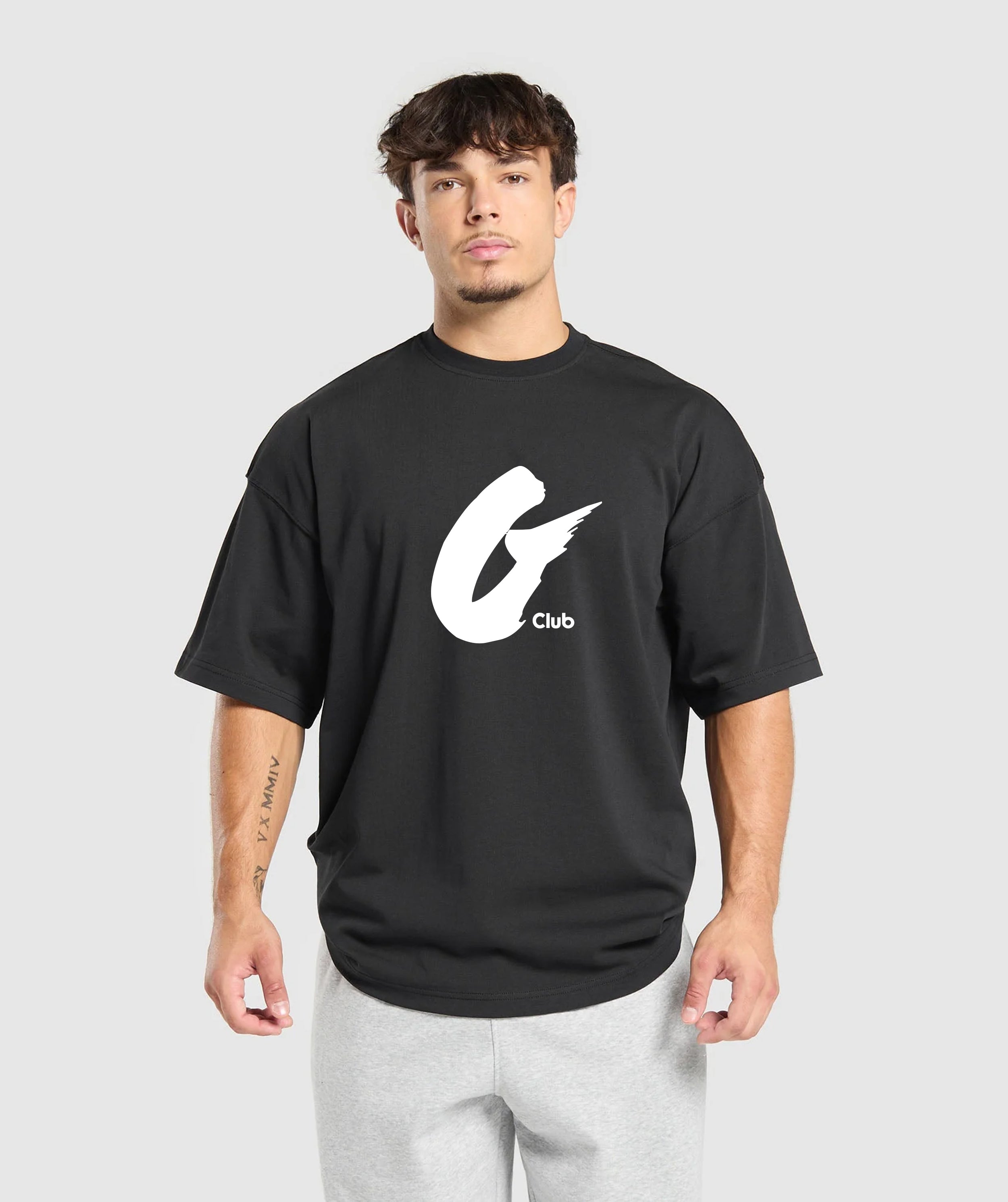 Oversized Baggy Crew Neck Tee - Elephant Black - Gents