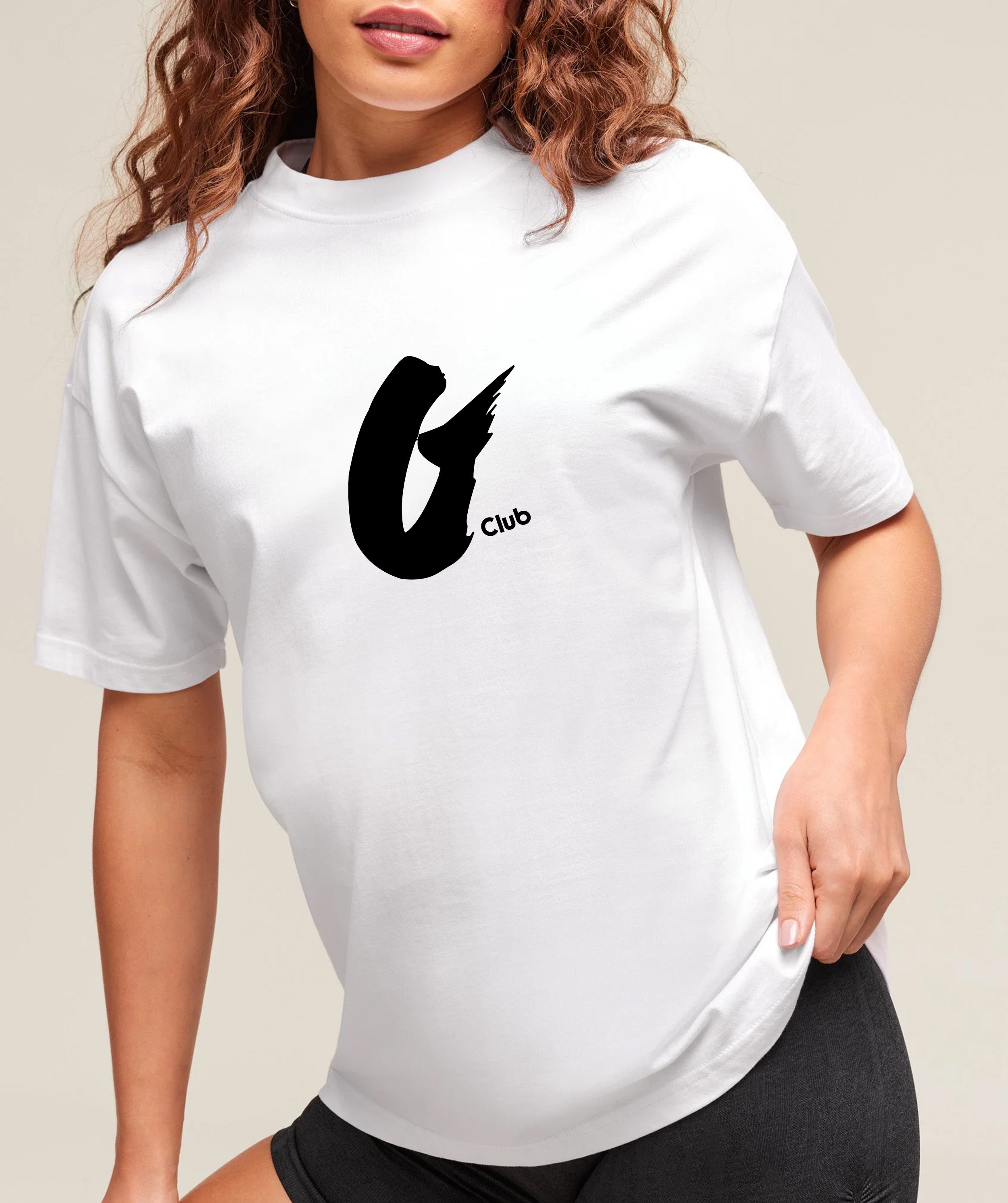 Oversized Baggy Crew Neck Tee - White - Ladies