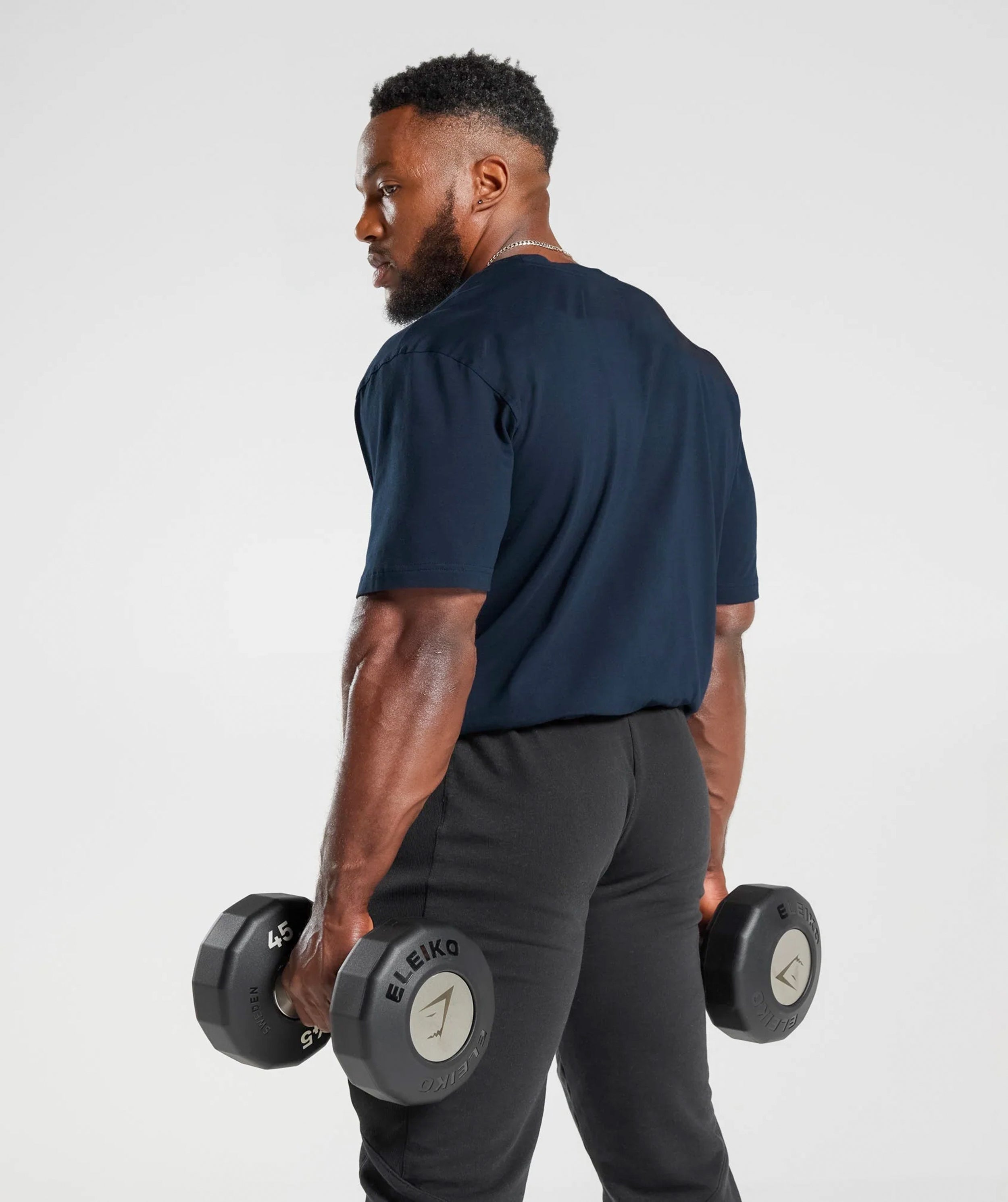 Oversized Baggy Crew Neck Tee - Dark Blue - Gents