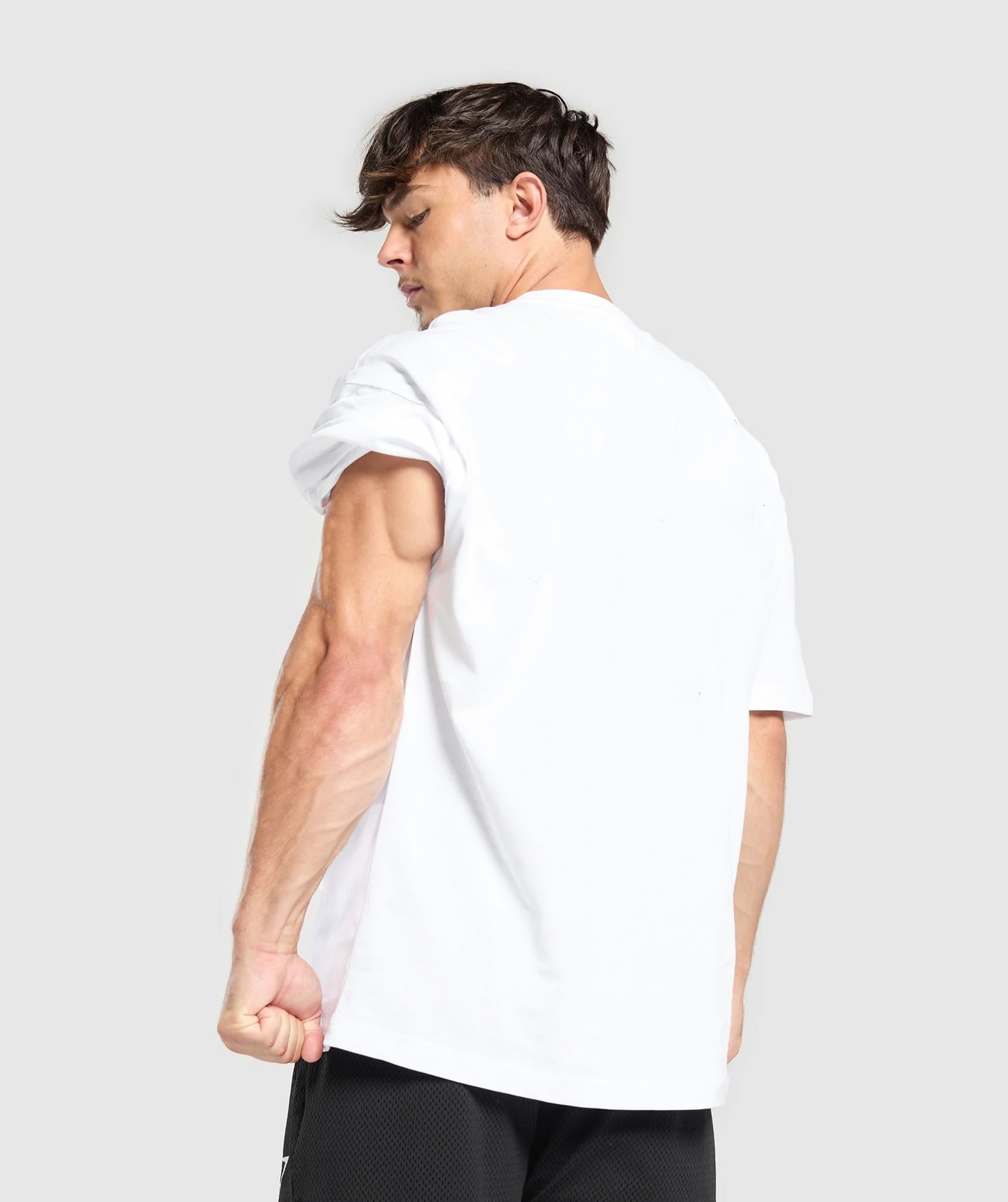 Oversized Baggy Crew Neck Tee - White - Gents