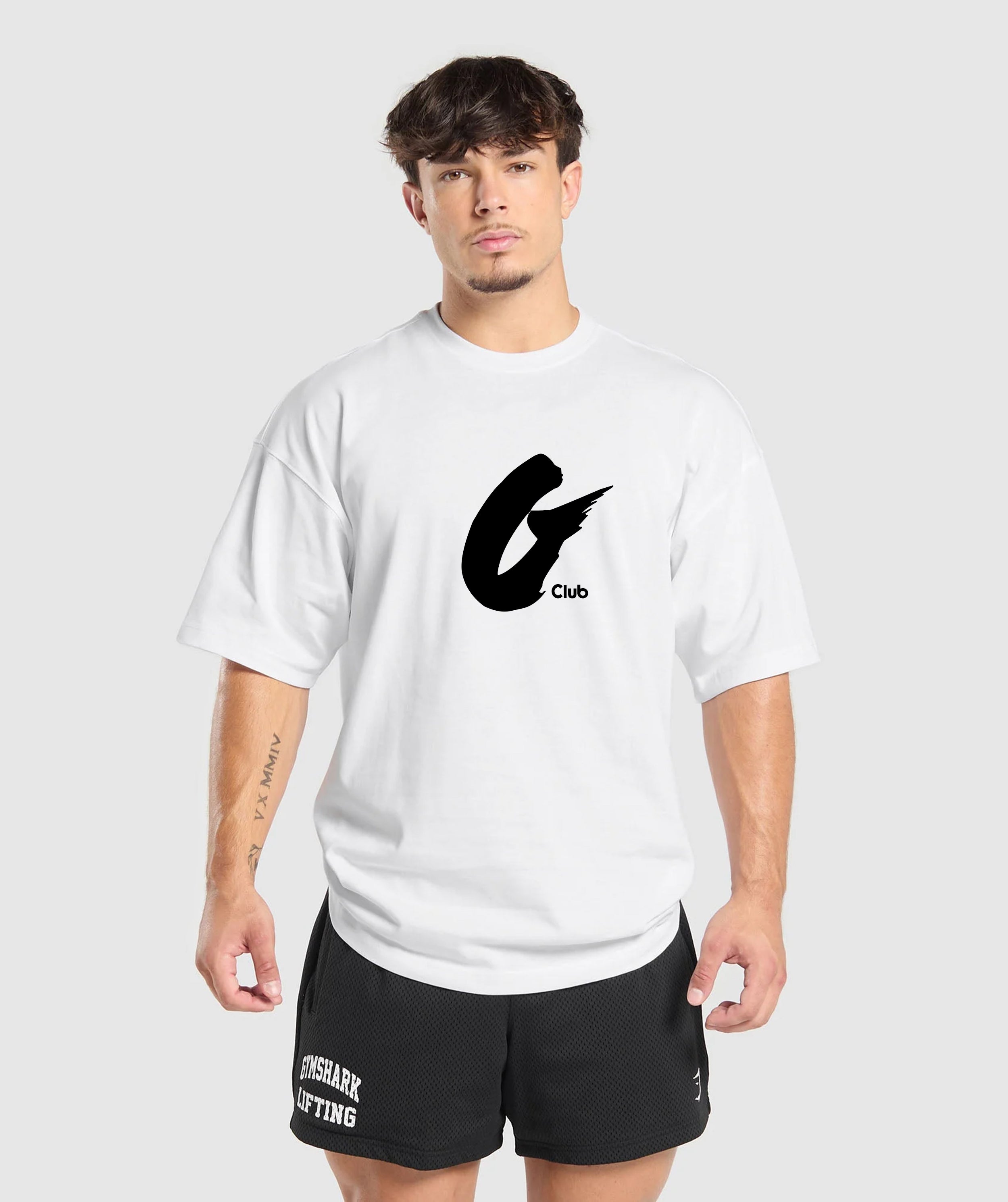 Oversized Baggy Crew Neck Tee - White - Gents