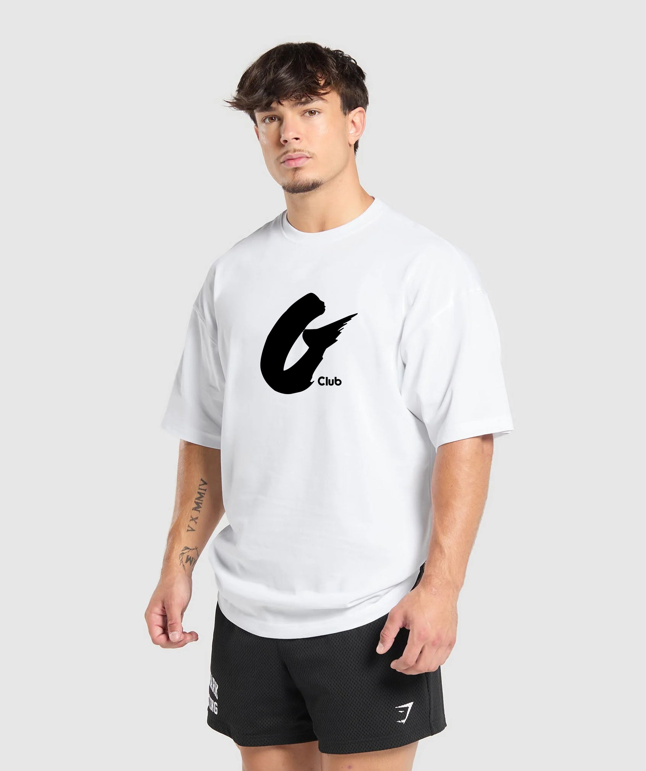 Oversized Baggy Crew Neck Tee - White - Gents