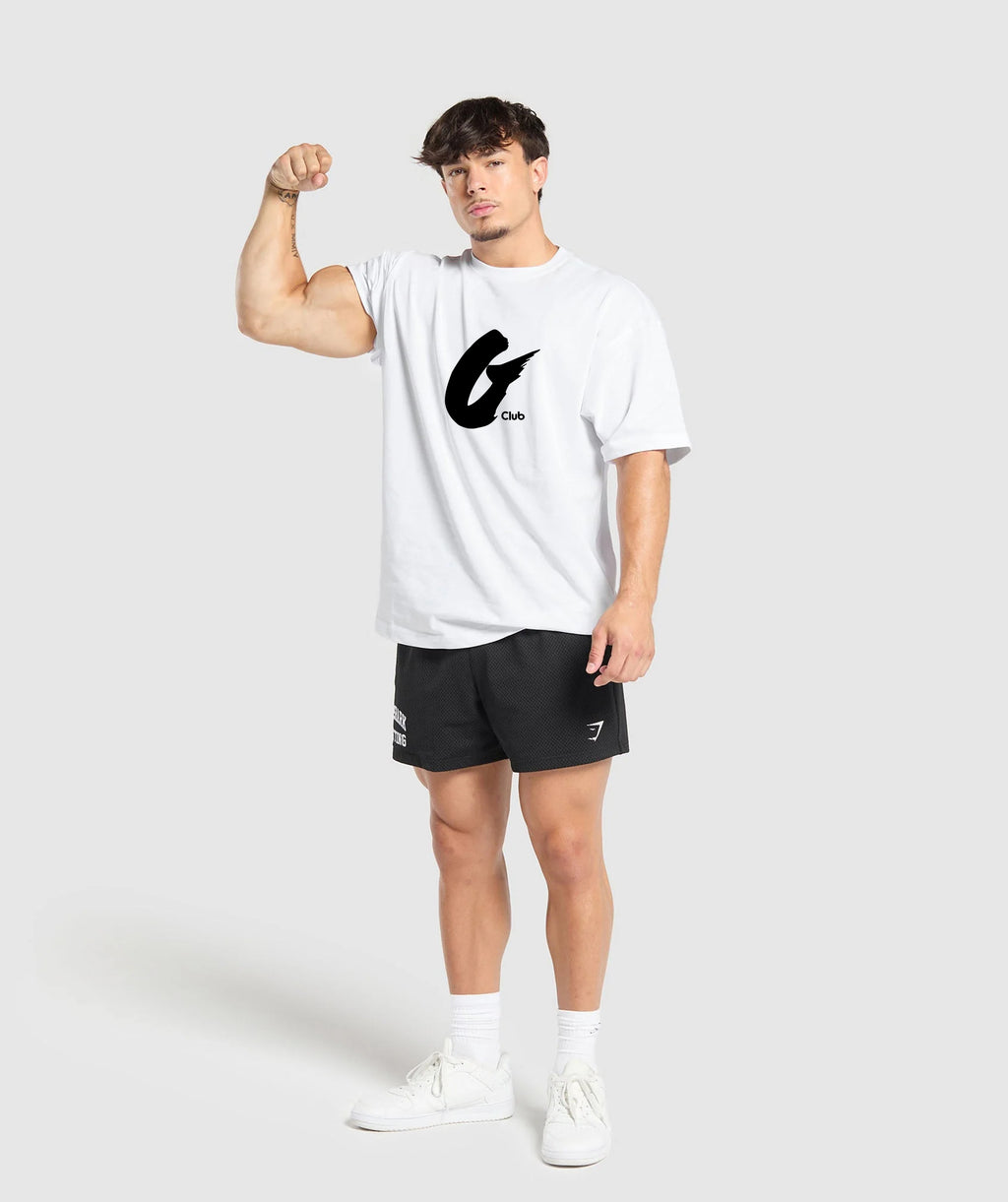 Oversized Baggy Crew Neck Tee - White - Gents