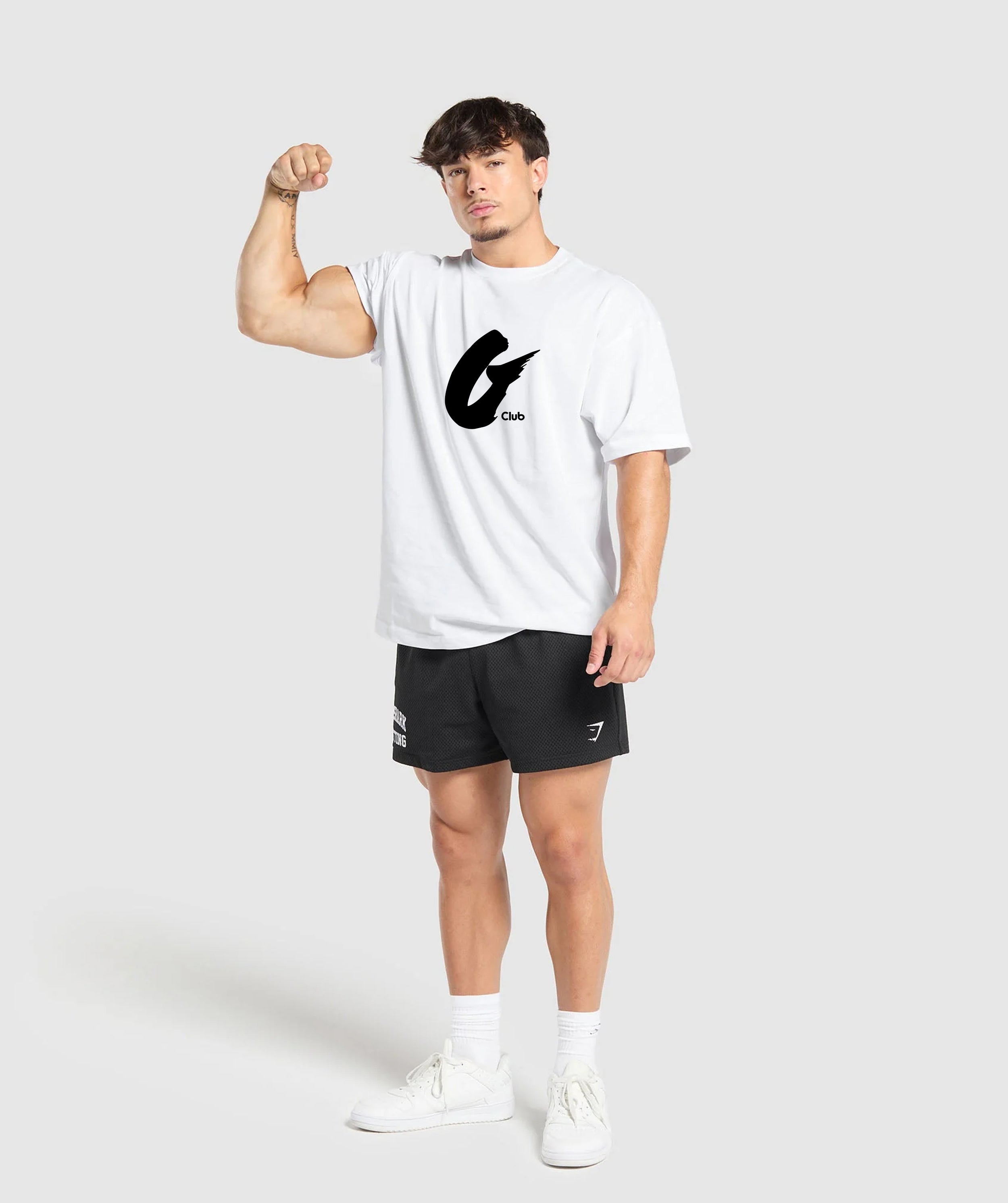 Oversized Baggy Crew Neck Tee - White - Gents