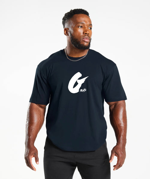 Oversized Baggy Crew Neck Tee - Dark Blue - Gents