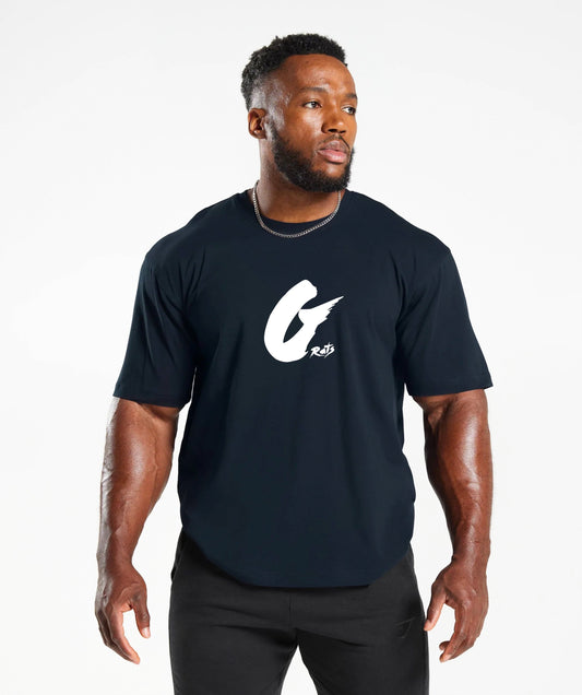 Oversized Baggy Crew Neck Tee - Dark Blue - Gents