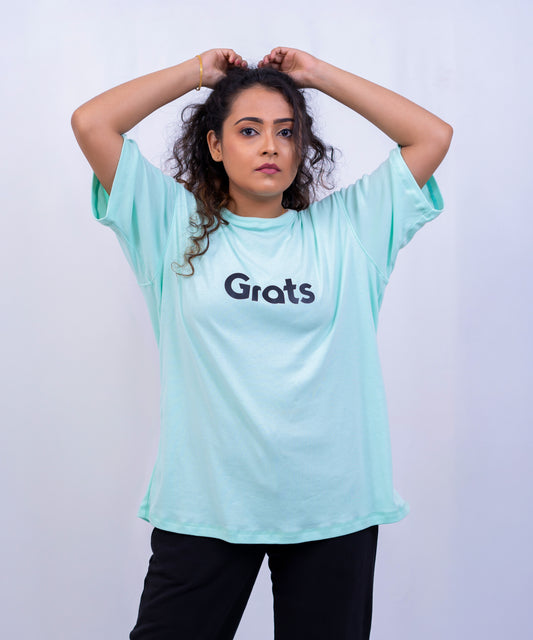 G Rats Oversized Crew Neck Tee - Mint Green -  Spandex Rib Knit -Unisex
