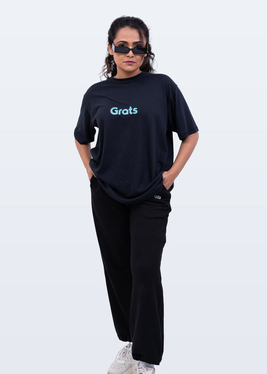 G Rats Oversized Crew Neck Tee - Elephant Black -Single Jersey -Unisex