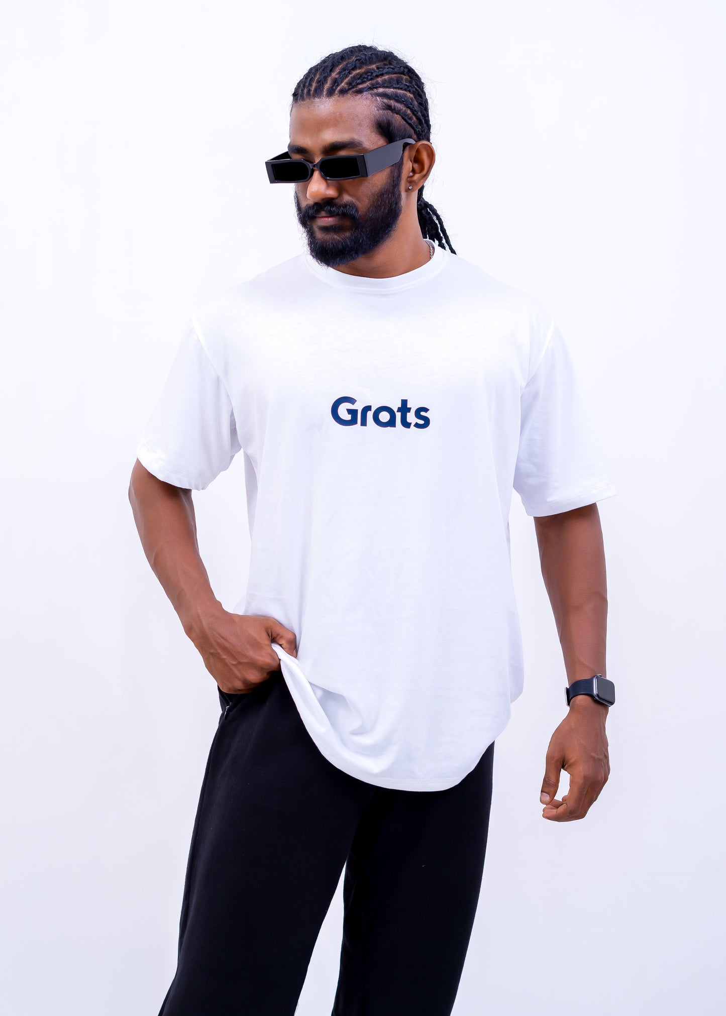 G Rats Oversized Crew Neck Tee - White - Single Jersey - Unisex
