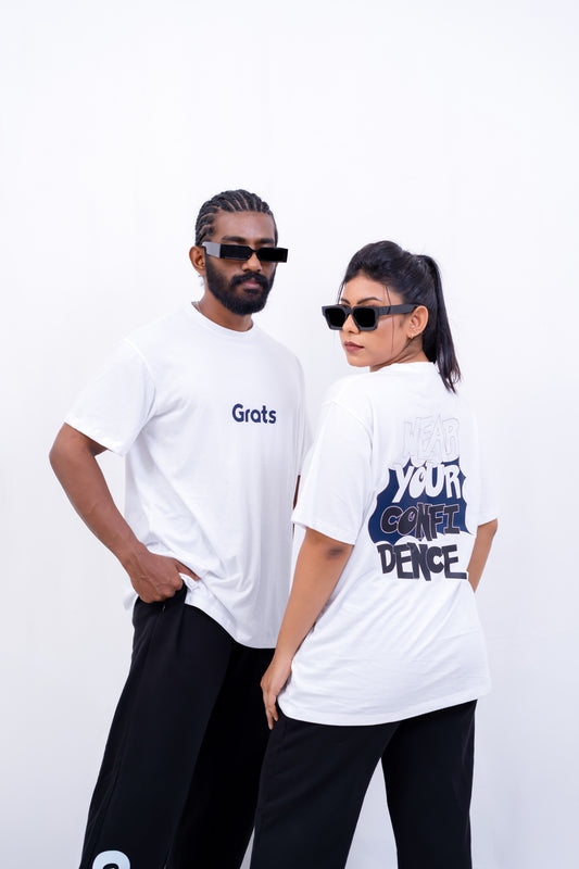 G Rats Oversized Crew Neck Tee - White - Single Jersey - Unisex