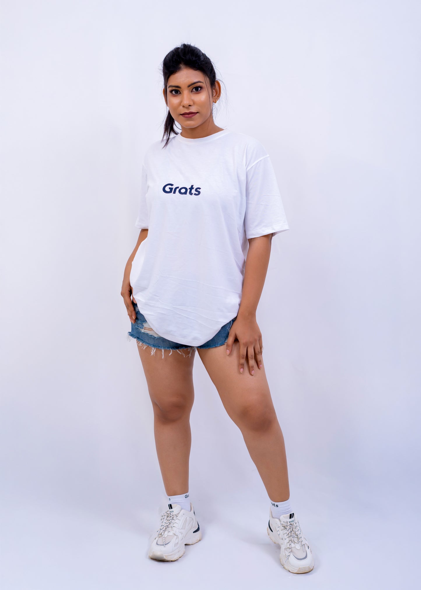 G Rats Oversized Crew Neck Tee - White - Single Jersey - Unisex