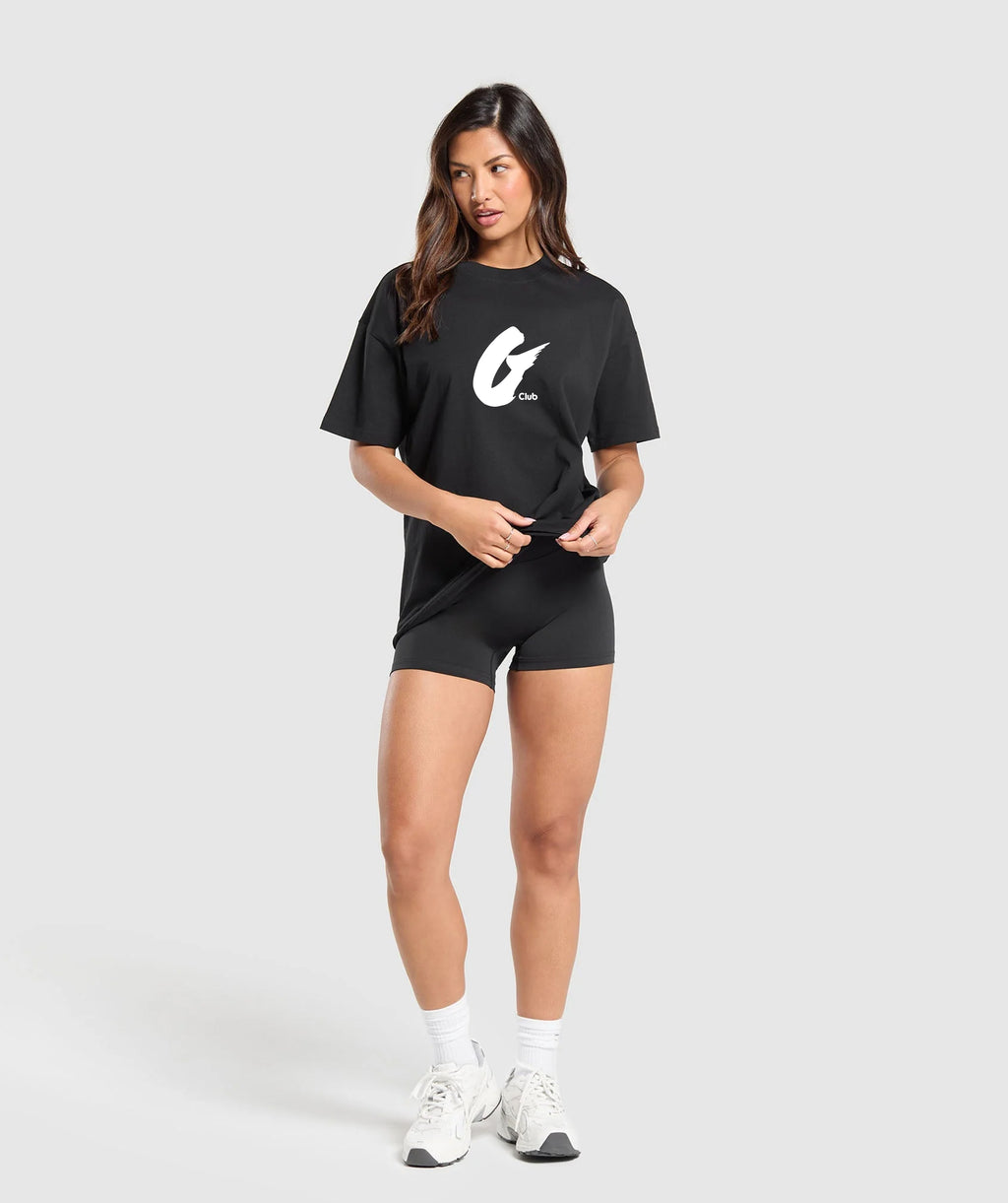 Oversized Baggy Crew Neck Tee - Elephant Black - Ladies