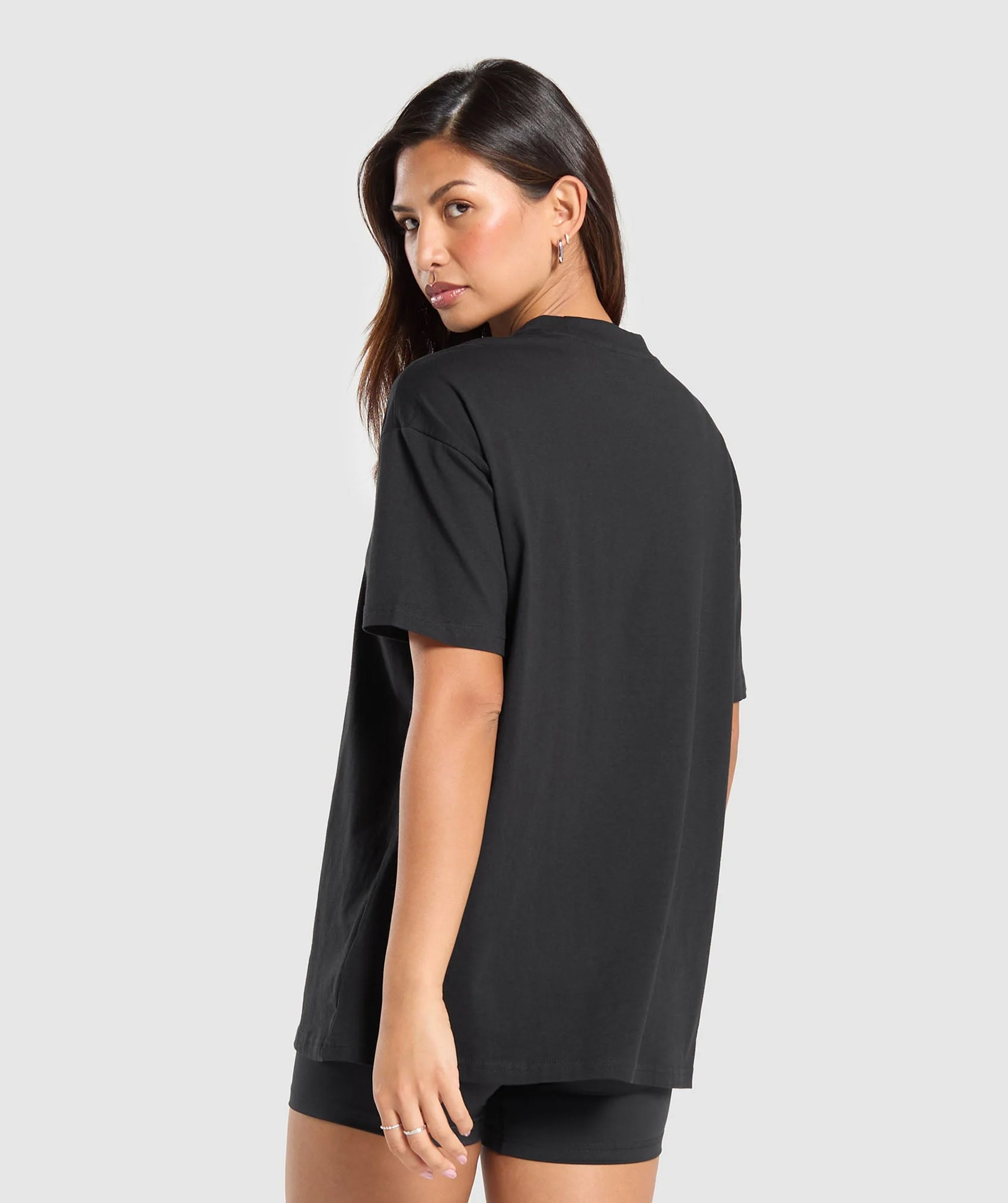 Oversized Baggy Crew Neck Tee - Elephant Black - Ladies