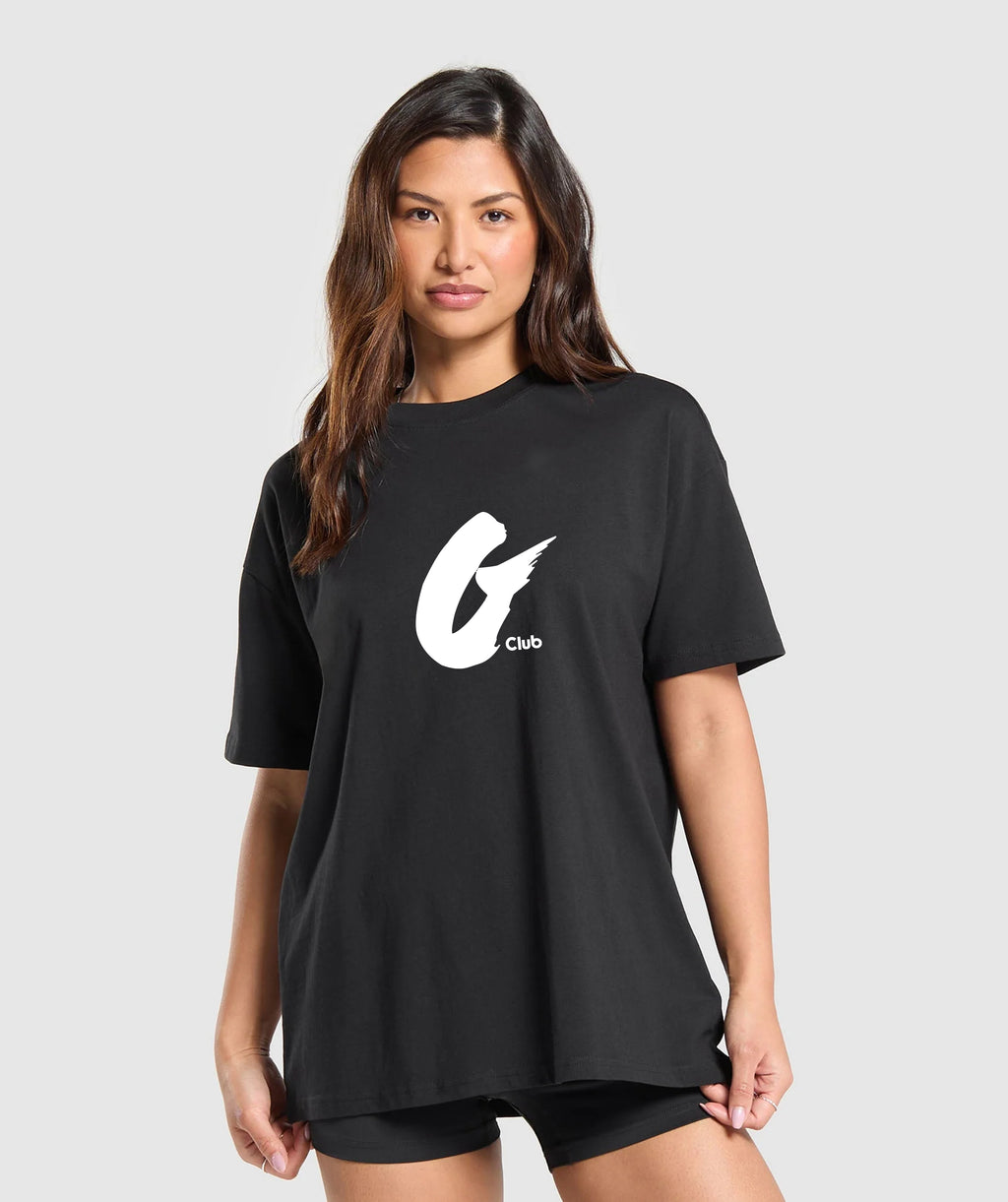 Oversized Baggy Crew Neck Tee - Elephant Black - Ladies