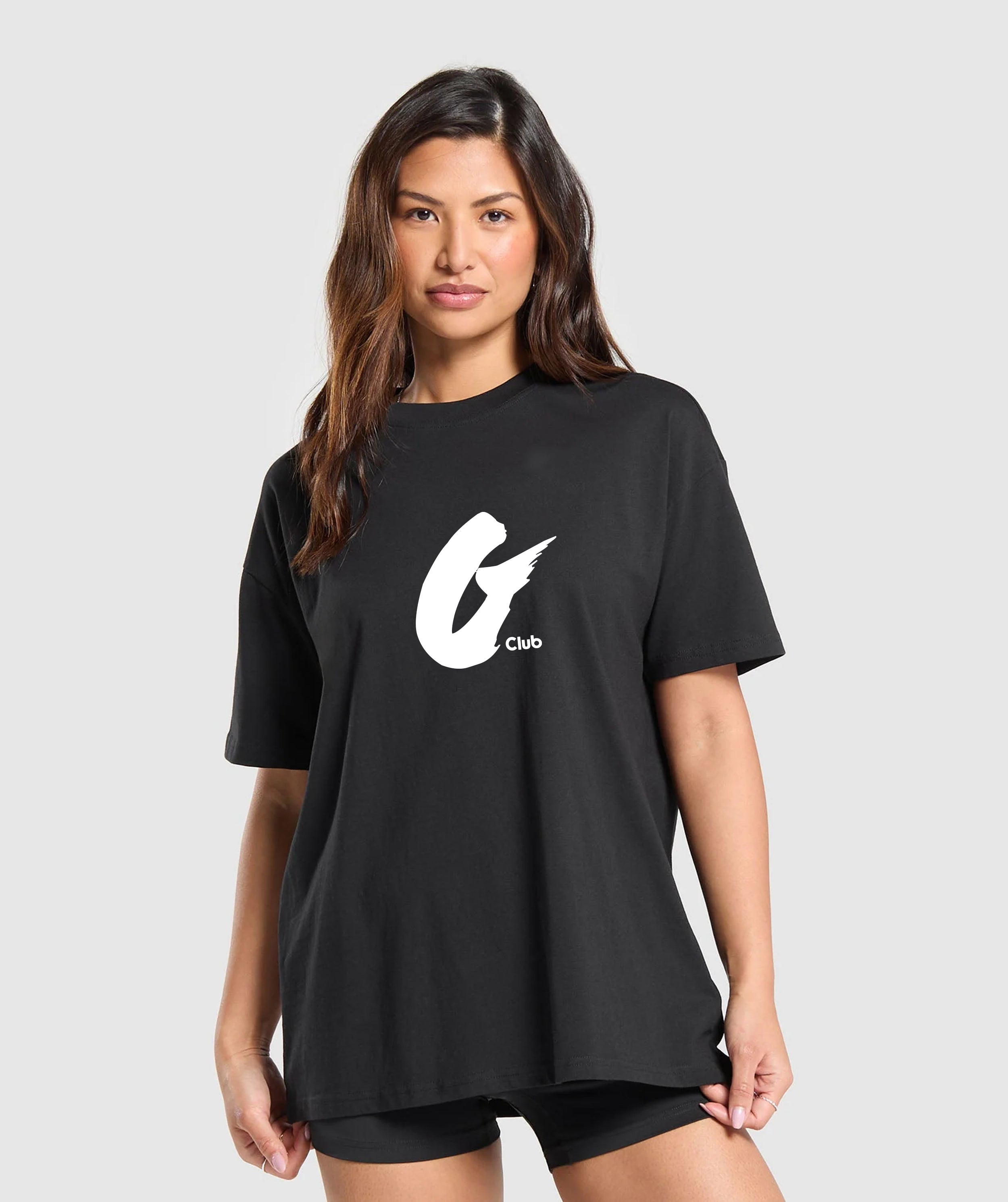 Oversized Baggy Crew Neck Tee - Elephant Black - Ladies